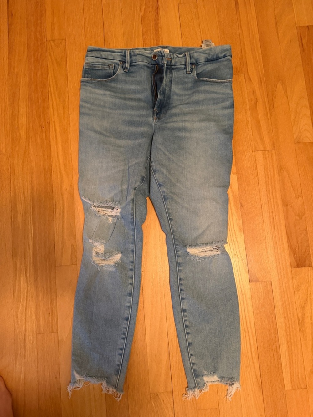 Good American Light Blue Ripped Skinny Jeans